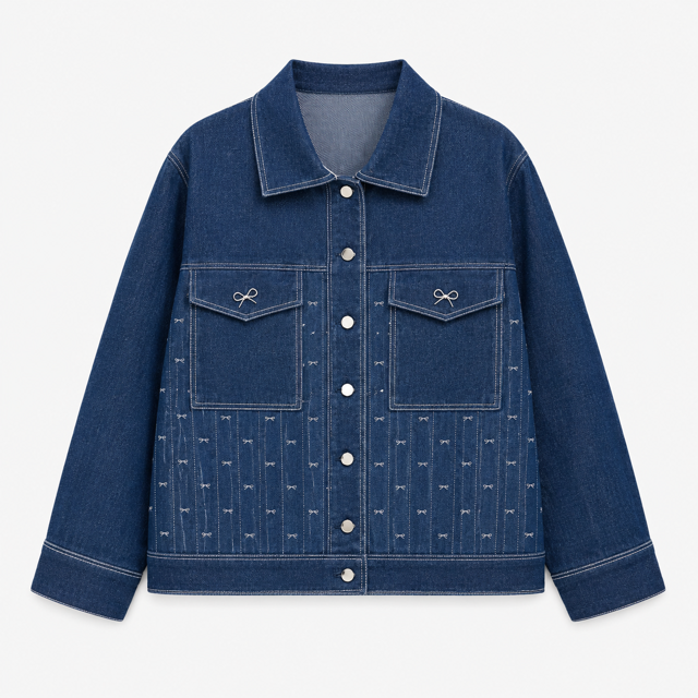 كت جين پاپيونى تیره Bow denim 🩵
