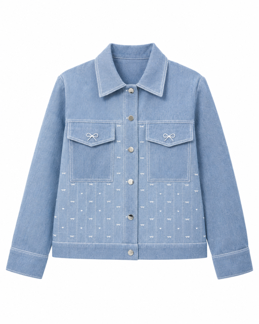 كت جين پاپيونى روشن Bow denim 🩵